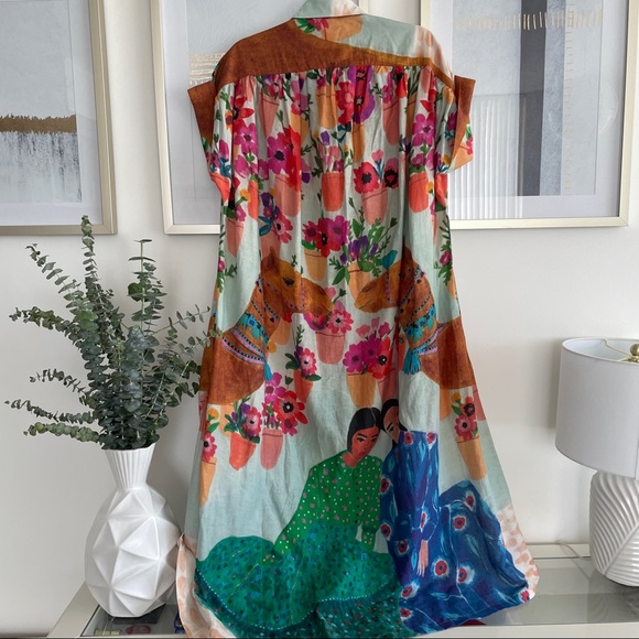 CAROLINA K Valerie cotton and silk kaftan midi dress - Picture 5 of 10